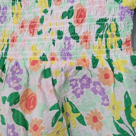 Cat & Jack Girls NWT Multi Floral Smock Short Sleeve Peplum Top Size XS (4/5) - Picture 5 of 7